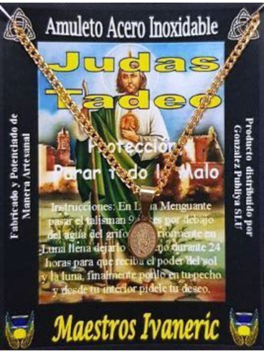 Handgefertigter kleiner goldener Talisman aus Edelstahl, Judas Thaddäus