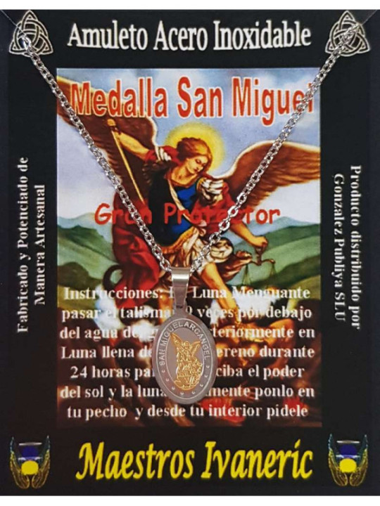 Handgefertigter Edelstahl Talisman, Sankt Michael Medaille, Großer Beschützer