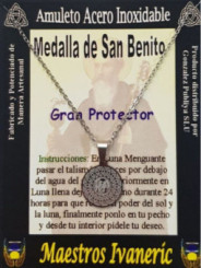 Handgefertigter Talisman aus Edelstahl, Heiliger Benedikt, Großer Beschützer