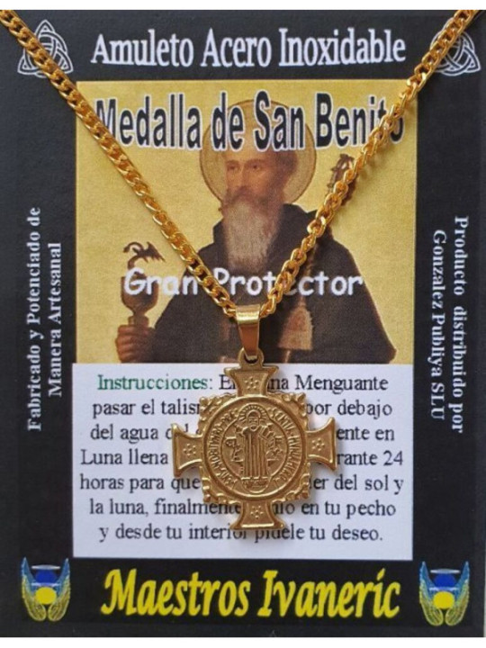 Handgefertigter goldener Talisman aus Edelstahl, San Benito