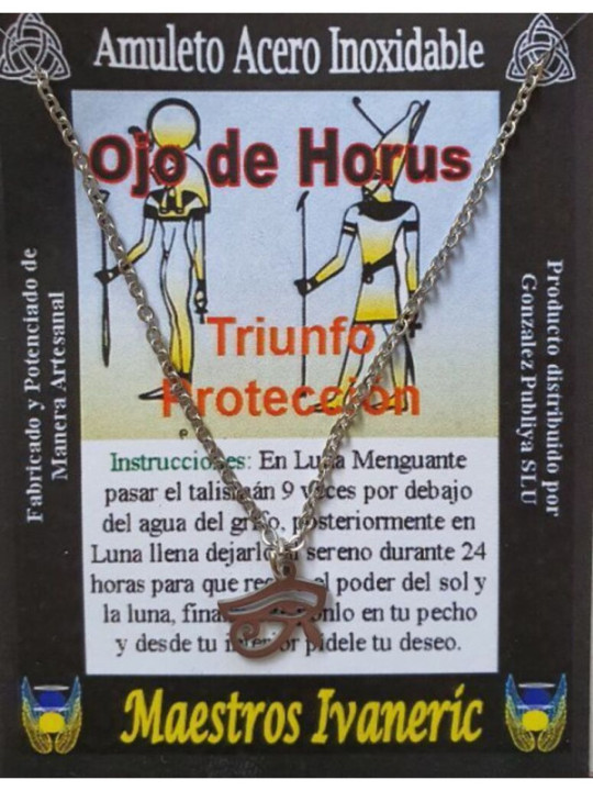 Handgefertigter kleiner Talisman aus Edelstahl, Auge des Horus, Schutz, Triumph