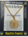 Großer handgefertigter Talisman aus goldenem Edelstahl, Heiliger Benedikt, Großer Beschützer
