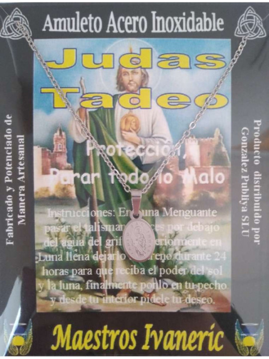 Handgefertigter kleiner Talisman aus Edelstahl, Judas Thaddäus