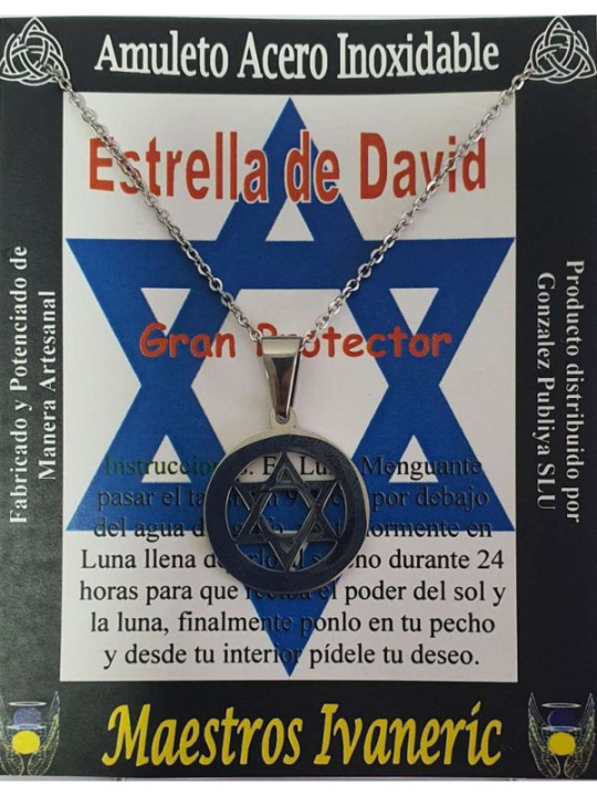 Handgefertigter Talisman aus Edelstahl, Davidstern. Großer Beschützer