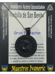 Handgefertigter Talisman aus schwarzem Edelstahl, Heiliger Benedikt, Großer Beschützer