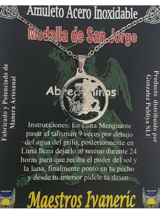 Handgefertigter Edelstahl-Talisman, Saint George. Straßenöffner