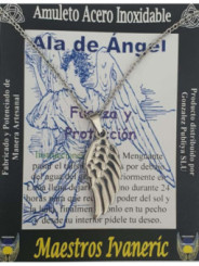 Handgefertigter Engelsflügel-Talisman aus Edelstahl. Stärke und Schutz.