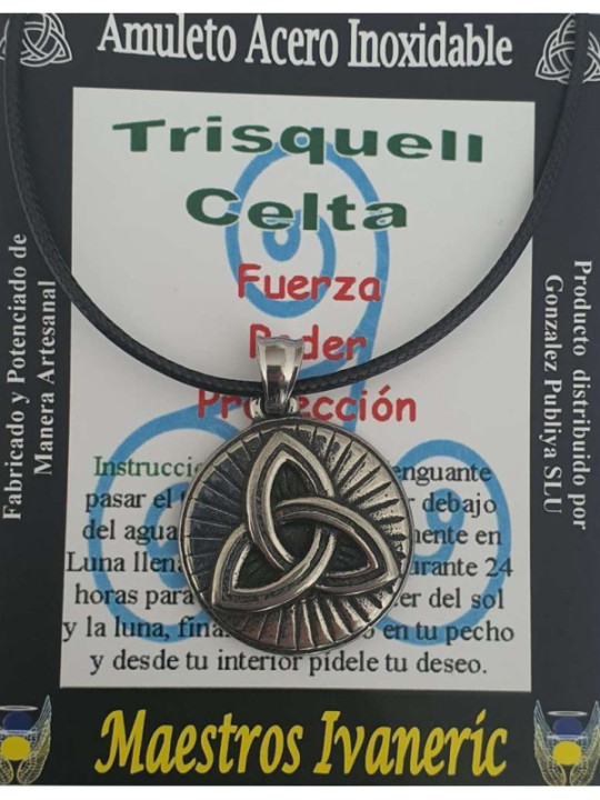 Handgefertigter Trisquell-Talisman aus Edelstahl. Stärke, Schutz, Kraft