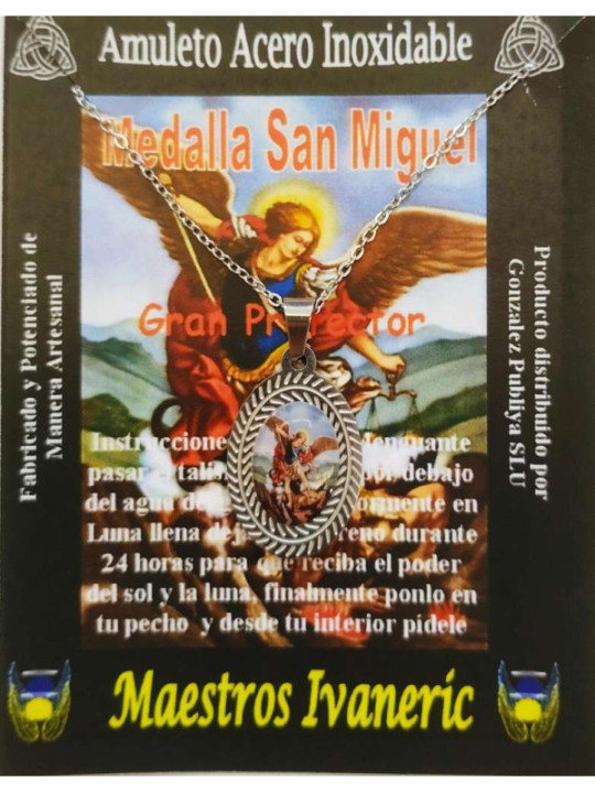 St. Michael Medaille aus Edelstahl mit Kette
