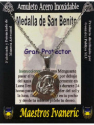 Handgefertigter Talisman aus Edelstahl, Heiliger Benedikt, Großer Beschützer