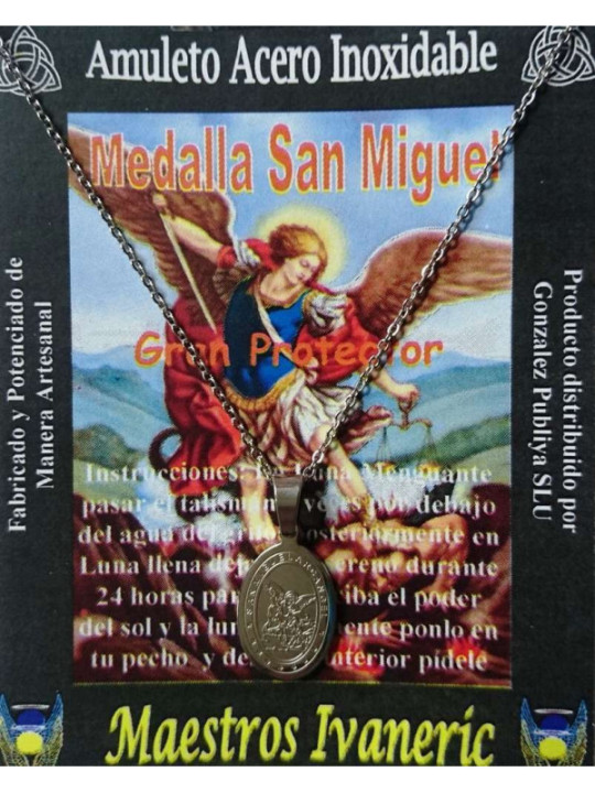 Handgefertigter Edelstahl Talisman, Sankt Michael Medaille, Großer Beschützer