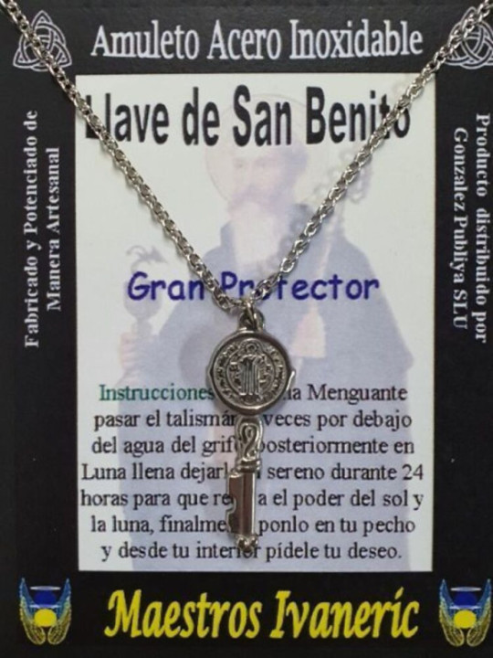 Handgefertigter Talisman aus Edelstahl, Großer Beschützer Schlüssel des Heiligen Benedikt,