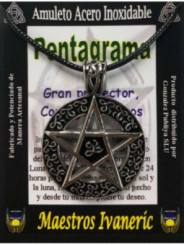 Handgefertigter großer Talisman aus Edelstahl, Pentagramm, Schutz