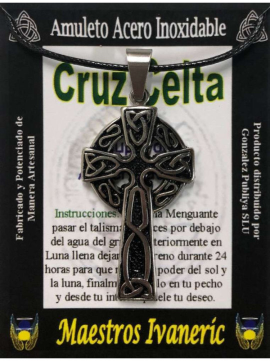 Handgefertigter Talisman aus Edelstahl, großes keltisches Kreuz