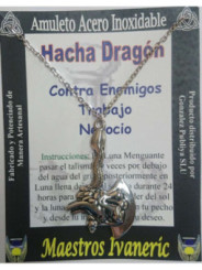 Handgefertigter Talisman aus Edelstahl, Drachenaxt