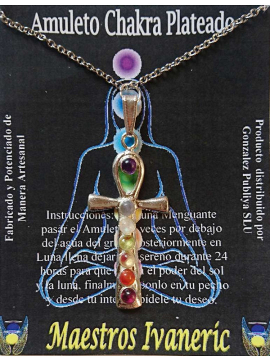 Handgefertigtes Amulett Versilbertes Metall Kreuz Ansada