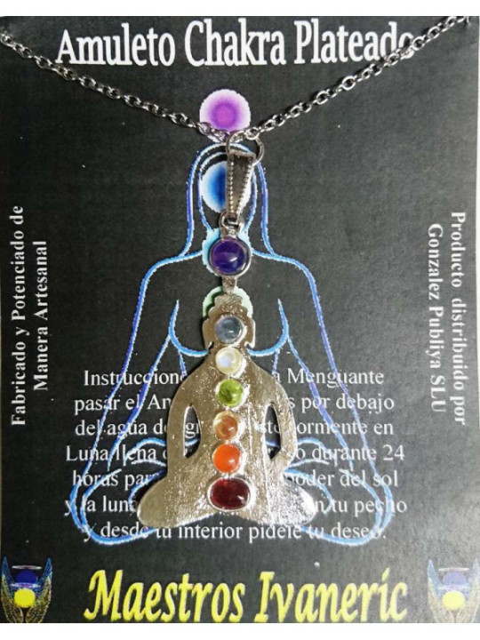 Handgefertigtes versilbertes Metall Buddha betendes Amulett