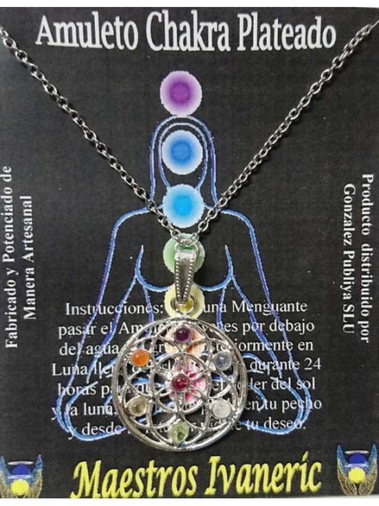 Blume des Lebens Versilbertes Metallhandwerker Amulett