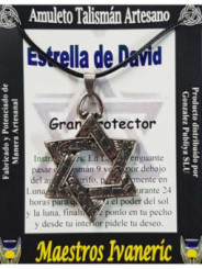 Handgefertigter Talisman Davidstern, 4 x4 mit Kordel