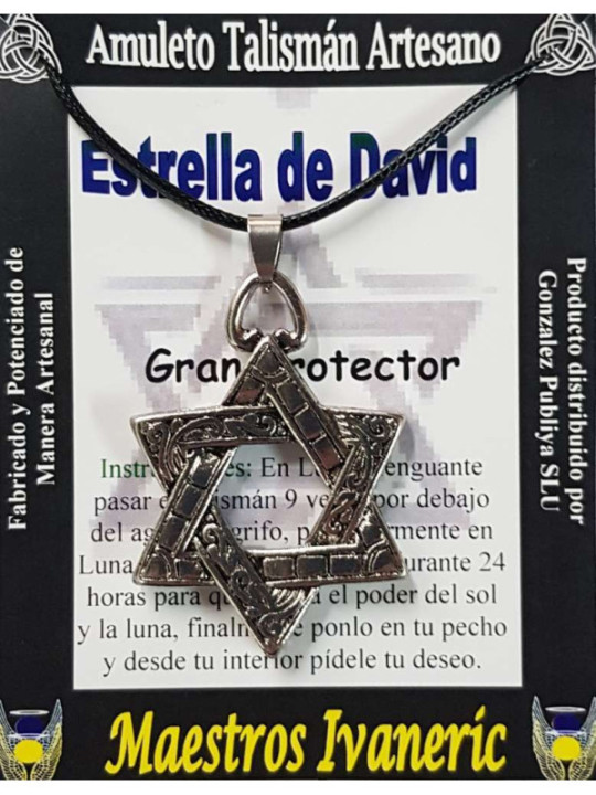 Handgefertigter Talisman Davidstern, 4 x4 mit Kordel