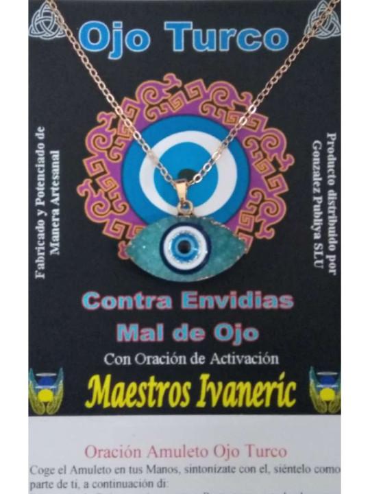 Türkenauge-Amulett aus Harz mit Metall, türkisblau