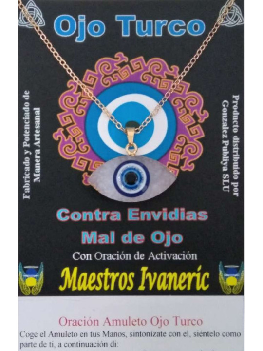 Türkenauge-Amulett aus Harz mit Metall, weiß