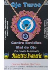 Amulett Türkisches Auge aus Harz mit Metall, rosa