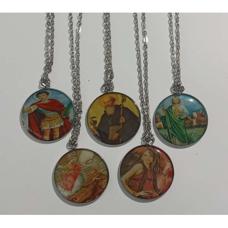 Emailliertes Medaillon St. Johannes der Täufer 2,65 cm
