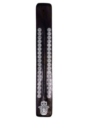Schwarzer Räucherstäbchenhalter aus Holz Hand of Fatima Design