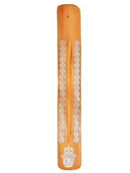 Gelb-Orange Holz-Räucherstäbchen-Halter Fatima Hand Design