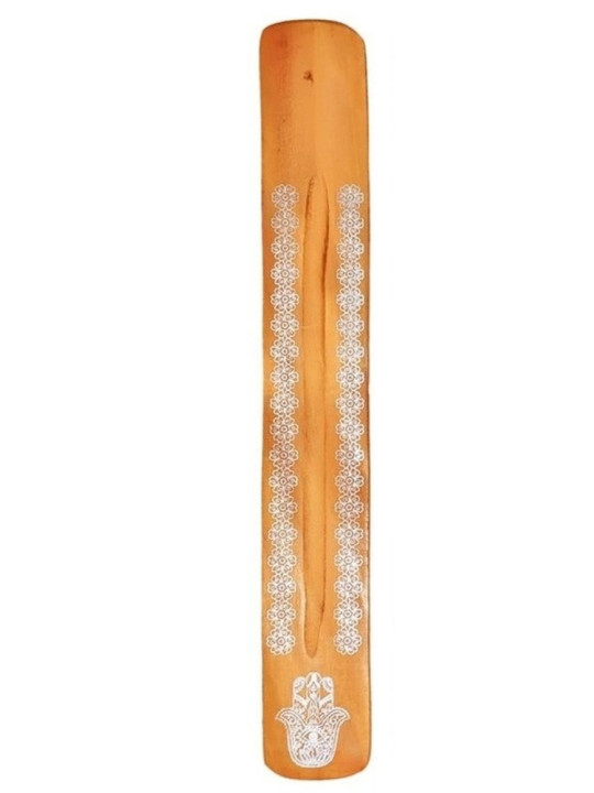 Gelb-Orange Holz-Räucherstäbchen-Halter Fatima Hand Design