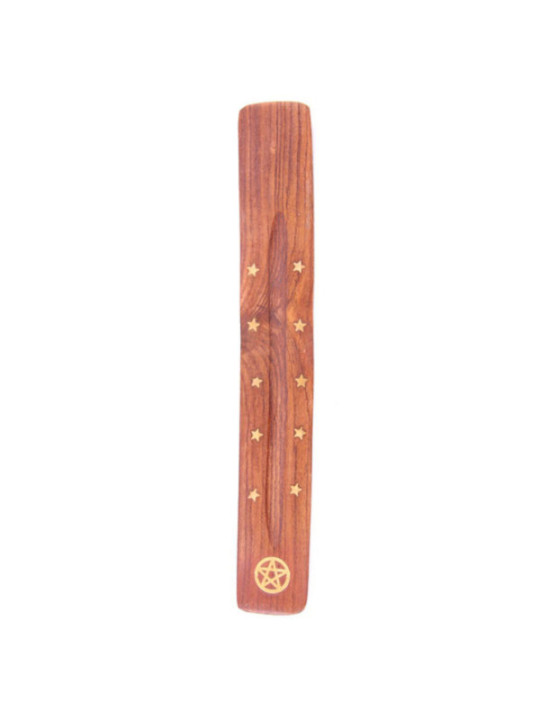 Sterne und Pentagramm Sheesham-Holz-Räucherstäbchenhalter