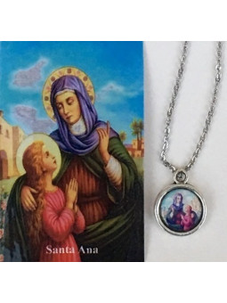 Emaillierte Medaille Sankt Anna 14mm mit Druck