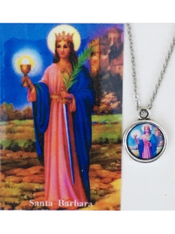 Emaillierte Medaille Heilige Barbara 14mm mit Druck