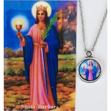 Emaillierte Medaille Heilige Barbara 14mm mit Druck