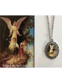 Emaillierte Schutzengel Medaille 14mm mit Druck