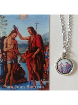 Emaillierte Medaille Sankt Johannes der Täufer 14mm mit Druck