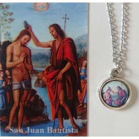 Emaillierte Medaille Sankt Johannes der Täufer 14mm mit Druck